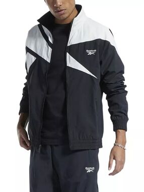 Reebok Men's Classic Vector Track Jacket In Night Black Size SMALL
